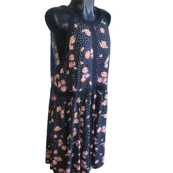 Torrid Black Floral Sleeveless Halter Dress 3 - Picture 3 of 7